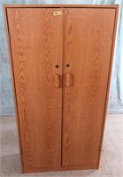 OAK WOOD ARMOIRE CABINET W/KEY