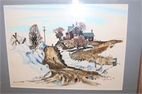 W.J Coucill Farmstead Watercolour Painting