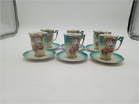 Gold Gilted German Tea Cups and Saucers