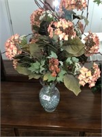 Glass Vase & Beads + Floral Arrangement