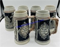 Lot of 6 Handmade Porcelain Huntsman German Beer