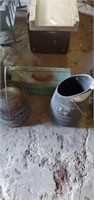 Charcoal bucket, Coleman lamp and tool box