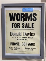 VINTAGE "WORMS FOR SALE" POSTER