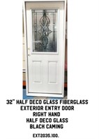 32" Half Glass RH Fiberglass Exterior Entry Door