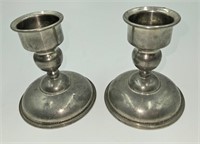 Set of 2 American Pewter Candle Sticks 4 1/2"