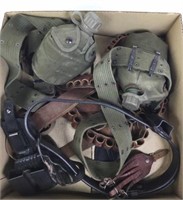 Assorted Ammo/ Holster Belts, Canteens