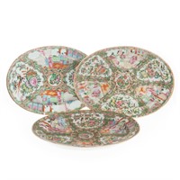 Three Chinese Export Rose Medallion small platters