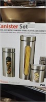 Canister set, glass jars with stainless steel d