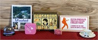 Miscellaneous Elvis stamps, binoculars, postcards
