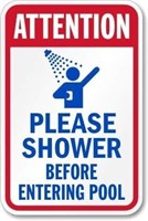 METAL 8X12 RETRO SIGN PLEASE SHOWER BEFORE ENTERIN