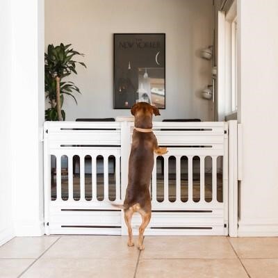 IRIS 24-39 Portable Pet Gate  White