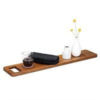 Navaris Wood Bath Tray Shelf - Walnut Bathtub Tra