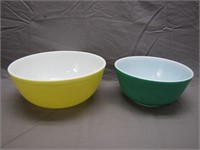 Pair Of Colorful Pyrex Glass Bowls