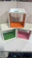 White & Colored floating wall shelf - 3 pieces