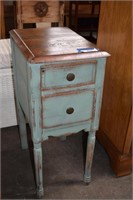 Vintage Wood Side Table with Modern Paint