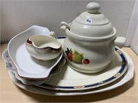 Serving Platters With Soup Tureen And Serving