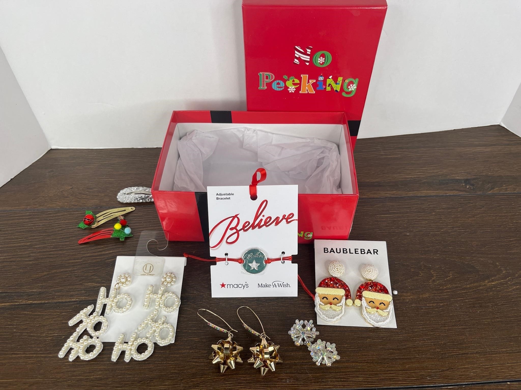 Christmas Earrings and Gift Box Lot