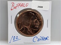 1oz .999 Copper Buffalo Round