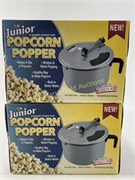 (2) New Junior 6 Quart Popcorn Poppers