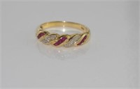 14ct yellow gold, ruby and diamond ring