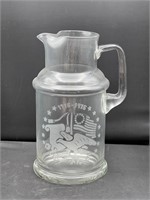 Vintage 1776-1976 Liberty Etched Glass Pitcher