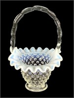 Small Opalescent Hobnail Ruffle Edge Basket