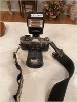 Canon AE-1 Camera and Minnolta Auto22x flash