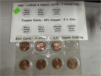 1982 LARGE & SMALL DATE PENNY CENT VARIETIES