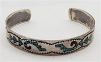 (L) Turquoise Sterling Silver Cuff Bracelet (14.9