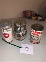 VINTAGE JAR OF BUTTONS AND MISC