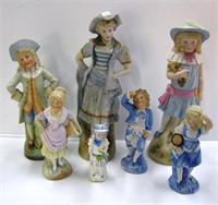 (7) Antique bisque German figurines. Tallest