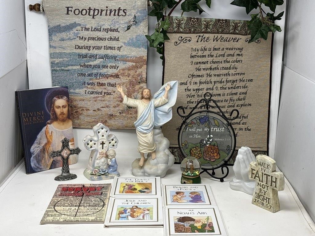 Assortment of religious faith/decor/books