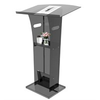Acrylic Podium Stand 47"H, Clear Black Podium with