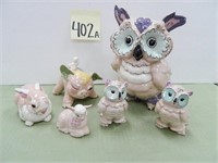 (6) Kay Finch Pieces - (3) Owl, Pig, Lamb & Rabbit