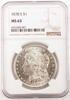 Coin 1878-S Morgan Silver Dollar NGC MS63