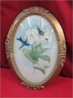 Vintage Framed Picture w/ Convex Glass