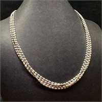90" Sterling Silver Bead Link Necklace