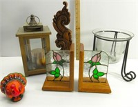 Home Decor,Tea Ligh Holders,Stained Glass Book End
