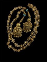 Vintage Goldtone & Faux Turquoise Bell Tassle