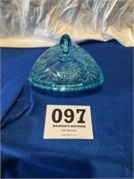 Blue glass triangle candy dish