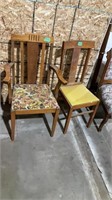 Two wood vintage dining room chairs