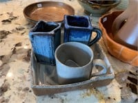 Handmade Stoneware Mugs & Dish