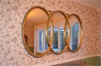 Gold Wood Triple Frame Mirror