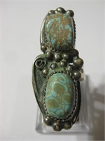 Southwest SS Turquoise Ring - Hallmarked