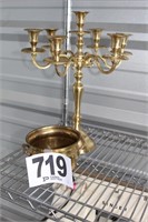 (6) Branch & 1 Center Brass Candelabra - 16"