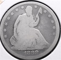 1868 S SEATED HALF DOLLAR G