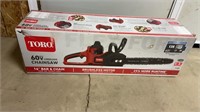 Toro 60V Cordless Chainsaw 16" Bar W/Battery and