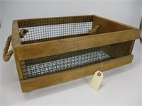 Primitive Wooden and Wire Tote