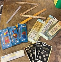 Mixed Lot Rulers - Thermometers - Whetstone