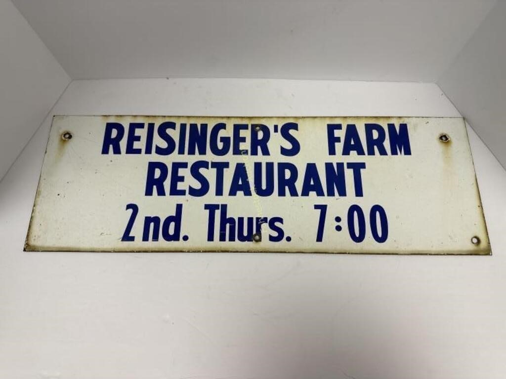 Reisinger's Farm Restaurant , porcelain sign